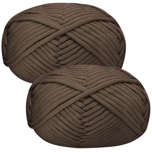Häkelgarn Baumwolle Häkelwolle Chenille Wolle zum Häkeln 2 X 50g Häkelwolle,Braun Garn Dickes Baumwoll-Nylon-Mischgarn von Renyiz