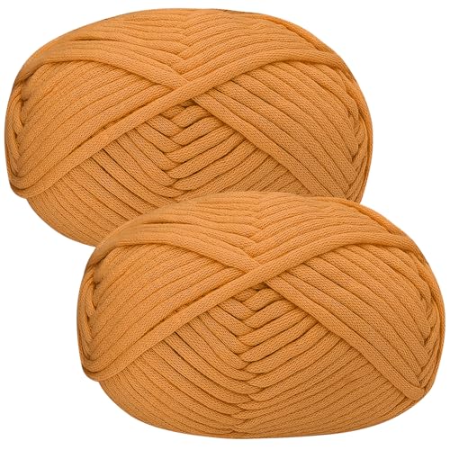 Häkelgarn Baumwolle Häkelwolle Chenille Wolle zum Häkeln 2 X 50g Häkelwolle,Orange Yarn Dickes Baumwoll-Nylon-Mischgarn von Renyiz