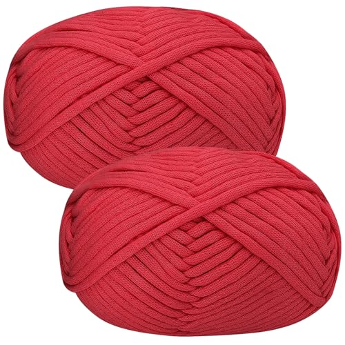 Häkelgarn Baumwolle Häkelwolle Chenille Wolle zum Häkeln 2 X 50g Häkelwolle,Red Yarn Dickes Baumwoll-Nylon-Mischgarn Häkelgarn Baumwolle Häkelwolle Chenille Wolle zum Häkeln 2 X 50g Häkelwolle,Red Yarn Dickes Baumwoll-Nylon-Mischgarn von Renyiz