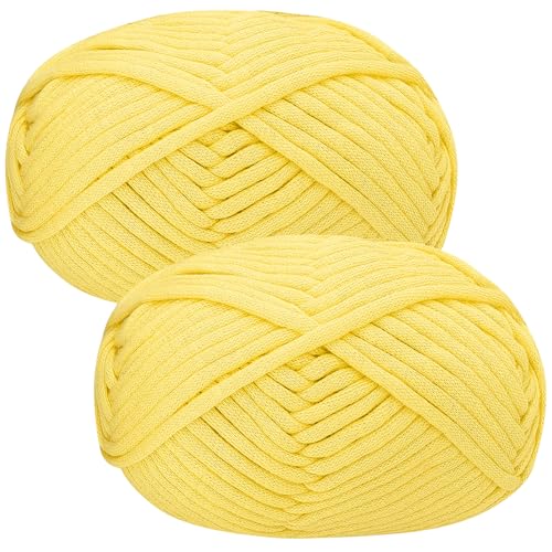Häkelgarn Baumwolle Wolle zum Häkeln Chenille 2x50g Häkelwolle,Crochet Yarn Dickes Baumwoll-Nylon-Mischgarn Häkelgarn für Anfänger Gelbes Garn von Renyiz
