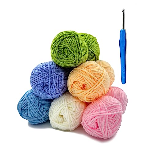 Häkelset für Anfänger Häkelgarn Häkelset Häkelwolle Yarn 25g x 6 Farben Acryl Wolle,Wolle zum Häkeln und Stricken,Amigurumi Wolle Set für Anfänger von Renyiz