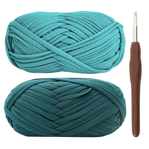 T-Shirt-Garn zum Häkeln, 2 x 100 g, grobes Häkelgarn mit 6 mm Haken, perfekt für Häkelprojekte, Anfänger, freundlicher elastischer Stoff für DIY Handwerk T-Shirt-Garn zum Häkeln, 2 x 100 g, grobes Häkelgarn mit 6 mm Haken, perfekt für Häkelprojekte, Anfänger, freundlicher elastischer Stoff für DIY Handwerk von Renyiz