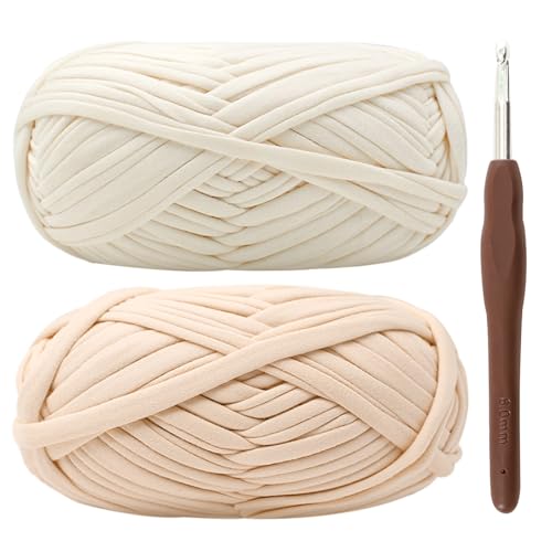 T-Shirt-Garn zum Häkeln, 2 x 100 g, grobes Häkelgarn mit 6 mm Haken, perfekt für Häkelprojekte, Anfänger, freundlicher elastischer Stoff für DIY Handwerk T-Shirt-Garn zum Häkeln, 2 x 100 g, grobes Häkelgarn mit 6 mm Haken, perfekt für Häkelprojekte, Anfänger, freundlicher elastischer Stoff für DIY Handwerk von Renyiz