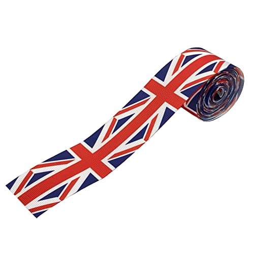 Renywosi Band Union Jack 38 mm breit, Satinband, geflochten, mit britischer Flagge, Queens Decorations Platinum, Jubilee 2022, Stoffband für Handwerk, Geschenkverpackung, Luftballons Renywosi Band Union Jack 38 mm breit, Satinband, geflochten, mit britischer Flagge, Queens Decorations Platinum, Jubilee 2022, Stoffband für Handwerk, Geschenkverpackung, Luftballons von Renywosi