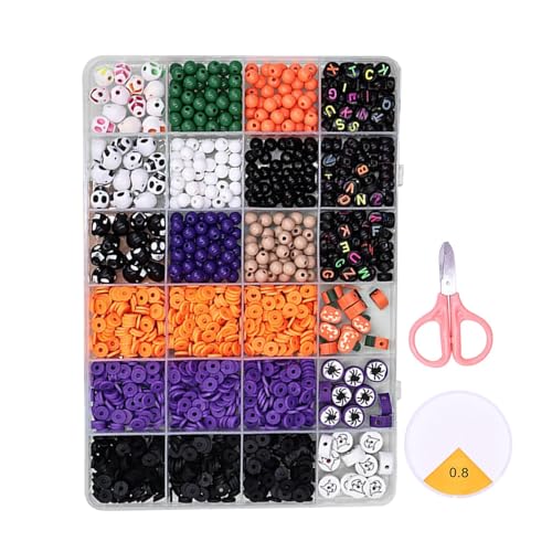 Renywosi Halloween-Perlen für Armbänder,Halloween-Bastelperlen - Komplettes Halloween-Perlenarmband zum Basteln von Perlen,Schmuckherstellung, verschiedene Perlen mit einer Schere, saisonale Renywosi Halloween-Perlen für Armbänder,Halloween-Bastelperlen - Komplettes Halloween-Perlenarmband zum Basteln von Perlen,Schmuckherstellung, verschiedene Perlen mit einer Schere, saisonale von Renywosi