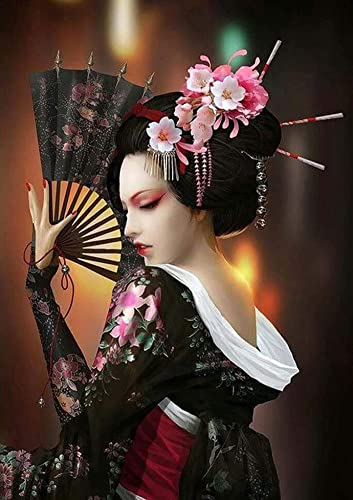 Reofrey 5D Diamond Painting Zubehör Geisha, DIY Full Dril Frau Diamant Painting Bilder Set Diamant Malerei Vollbohrer, Kreuzstich Erwachsene Stickerei Crystal Strass Foto Craft Für Wall Home 30x40cm von Reofrey