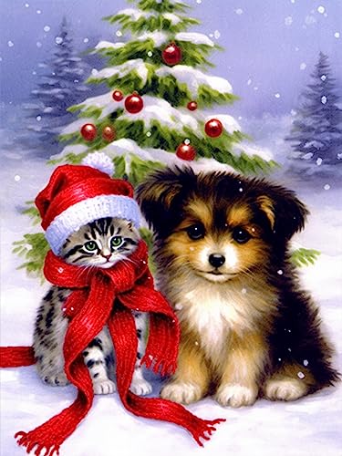 Reofrey 5d Diamond Painting Zubehör Hunde, DIY Full Dril Weihnachtstag Diamant Painting Bilder Set Diamant Malerei Vollbohrer, Kreuzstich Erwachsene Stickerei Crystal Strass Foto Craft30x40cm von Reofrey