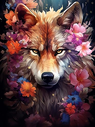 Reofrey DIY Diamond Painting Zubehör Wolf Full Set, 5D Malerei Diamant Painting Bilder Tier Kristallstickerei Kreuzstich Home Schlafzimmer Büro Wanddekoration 30x40cm von Reofrey