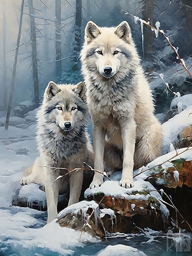 Reofrey DIY Diamond Painting Zubehör Wolf Full Set, Malerei Diamant Painting Bilder Tier Kristallstickerei Kreuzstich Home Schlafzimmer Büro Wanddekoration 30x40cm S11 von Reofrey