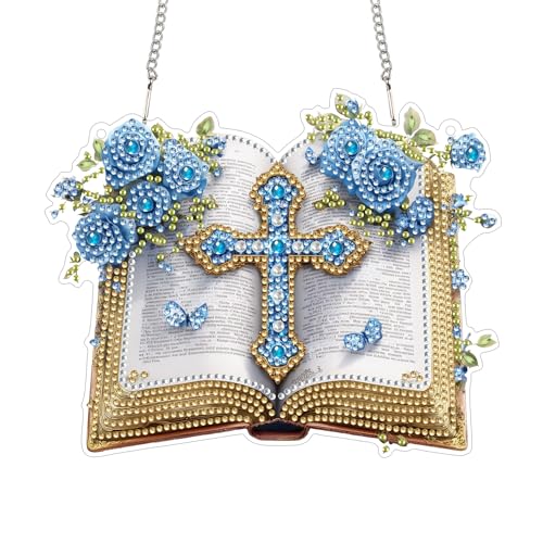 Reofrey Diamond Painting Doppelseitig Anhänger Acrylbrett mit Kette - 20x20cm Buch Cross Diamant Painting Fensterbilder Deko Set DIY Kristall Malerei Anhänger für Wand Fenster & Garten Schmücken Reofrey Diamond Painting Doppelseitig Anhänger Acrylbrett mit Kette - 20x20cm Buch Cross Diamant Painting Fensterbilder Deko Set DIY Kristall Malerei Anhänger für Wand Fenster & Garten Schmücken von Reofrey