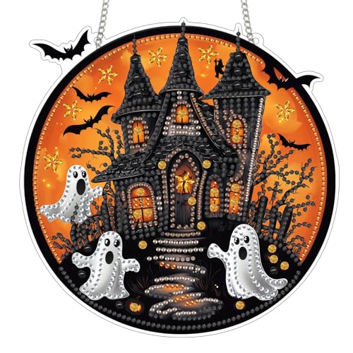 Reofrey Diamond Painting Doppelseitig Anhänger Acrylbrett mit Kette - 20x20cm Halloween Geist Diamant Painting Fensterbilder Deko Set DIY Kristall Malerei Anhänger für Wand Fenster & Garten Schmücken Reofrey Diamond Painting Doppelseitig Anhänger Acrylbrett mit Kette - 20x20cm Halloween Geist Diamant Painting Fensterbilder Deko Set DIY Kristall Malerei Anhänger für Wand Fenster & Garten Schmücken von Reofrey