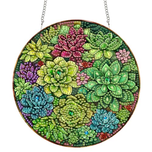 Reofrey Diamond Painting Doppelseitig Anhänger Acrylbrett mit Kette - 20x20cm Saftig Diamant Painting Fensterbilder Deko Set DIY Kristall Malerei Anhänger für Wand Fenster & Garten Schmücken Reofrey Diamond Painting Doppelseitig Anhänger Acrylbrett mit Kette - 20x20cm Saftig Diamant Painting Fensterbilder Deko Set DIY Kristall Malerei Anhänger für Wand Fenster & Garten Schmücken von Reofrey