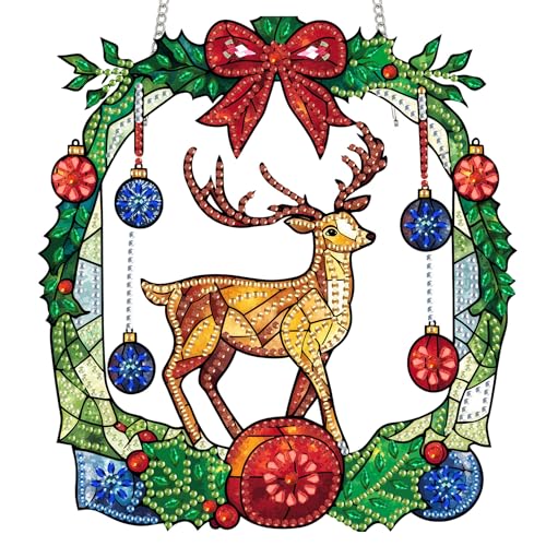 Reofrey Diamond Painting Doppelseitig Anhänger Acrylbrett mit Kette - 20x20cm Weihnachten Elch Diamant Painting Fensterbilder Deko Set DIY Kristall Malerei Anhänger für Wand Fenster & Garten Schmücken Reofrey Diamond Painting Doppelseitig Anhänger Acrylbrett mit Kette - 20x20cm Weihnachten Elch Diamant Painting Fensterbilder Deko Set DIY Kristall Malerei Anhänger für Wand Fenster & Garten Schmücken von Reofrey