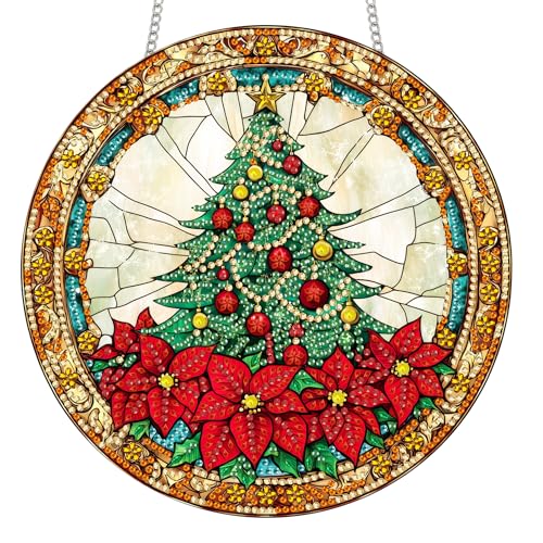 Reofrey Diamond Painting Doppelseitig Anhänger Acrylbrett mit Kette - 20x20cm Weihnachtsbaum Diamant Painting Fensterbilder Deko Set DIY Kristall Malerei Anhänger für Wand Fenster & Garten Schmücken Reofrey Diamond Painting Doppelseitig Anhänger Acrylbrett mit Kette - 20x20cm Weihnachtsbaum Diamant Painting Fensterbilder Deko Set DIY Kristall Malerei Anhänger für Wand Fenster & Garten Schmücken von Reofrey