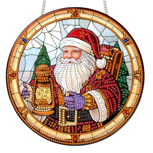 Reofrey Diamond Painting Doppelseitig Anhänger Acrylbrett mit Kette - 20x20cm Weihnachtsmann Diamant Painting Fensterbilder Deko Set DIY Kristall Malerei Anhänger für Wand Fenster & Garten Schmücken Reofrey Diamond Painting Doppelseitig Anhänger Acrylbrett mit Kette - 20x20cm Weihnachtsmann Diamant Painting Fensterbilder Deko Set DIY Kristall Malerei Anhänger für Wand Fenster & Garten Schmücken von Reofrey