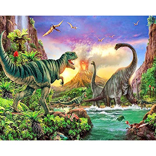 Reofrey Diamond Painting Zubehör DIY Diamantmalerei Dinosaurier Bestien Bohren Voll Stickerei Strass Diamant Malerei Set Wanddekoration 40x50 cm von Reofrey