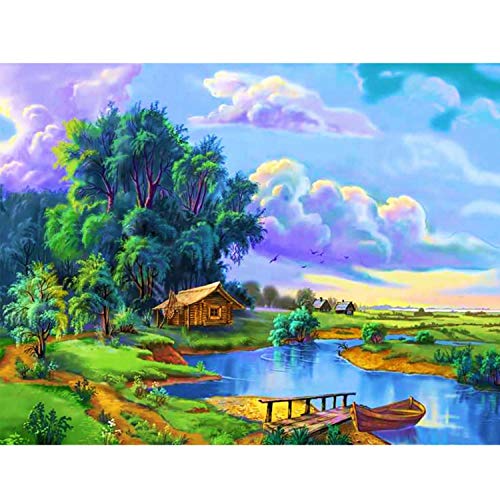 Reofrey Diamond Painting Zubehör DIY Diamantmalerei Landschaft Baum Ölgemälde Bohren Voll Stickerei Strass Diamant Malerei Set Wanddekoration 40x50cm 004 von Reofrey