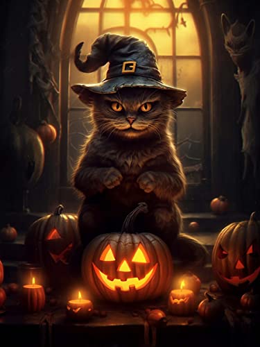 Reofrey Diamond Painting Zubehör Halloween, DIY Full Dril Katze Diamant Painting Bilder Set Diamant Malerei Vollbohrer, Kreuzstich Erwachsene Stickerei Crystal Strass Foto Craft Für Wall Home 30x40cm Reofrey Diamond Painting Zubehör Halloween, DIY Full Dril Katze Diamant Painting Bilder Set Diamant Malerei Vollbohrer, Kreuzstich Erwachsene Stickerei Crystal Strass Foto Craft Für Wall Home 30x40cm von Reofrey