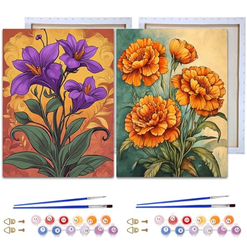 Reofrey Malen nach Zahlen Erwachsene mit Rahmen Blume- 2 Stück DIY Handbemaltes Ölgemälde Kits, Leinwand 20x30cm, mit Pinsel und Acrylfarbe - Malen nach Zahlen kinder für Anfänger & Senior Reofrey Malen nach Zahlen Erwachsene mit Rahmen Blume- 2 Stück DIY Handbemaltes Ölgemälde Kits, Leinwand 20x30cm, mit Pinsel und Acrylfarbe - Malen nach Zahlen kinder für Anfänger & Senior von Reofrey