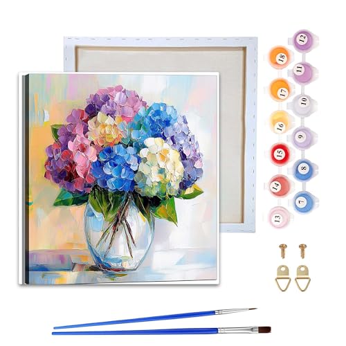 Reofrey Malen nach Zahlen Erwachsene mit Rahmen Hortensien - DIY Handbemaltes Ölgemälde Kits Landschaft, Leinwand 20x20cm, mit Pinsel und Acrylfarbe - Malen nach Zahlen kinder für Anfänger & Senior Reofrey Malen nach Zahlen Erwachsene mit Rahmen Hortensien - DIY Handbemaltes Ölgemälde Kits Landschaft, Leinwand 20x20cm, mit Pinsel und Acrylfarbe - Malen nach Zahlen kinder für Anfänger & Senior von Reofrey