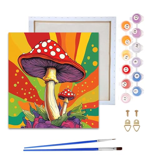 Reofrey Malen nach Zahlen Erwachsene mit Rahmen Pilz- DIY Handbemaltes Ölgemälde KitsLandschaft, Leinwand 20x20cm, mit Pinsel und Acrylfarbe - Malen nach Zahlen kinder für Anfänger & Senior Reofrey Malen nach Zahlen Erwachsene mit Rahmen Pilz- DIY Handbemaltes Ölgemälde KitsLandschaft, Leinwand 20x20cm, mit Pinsel und Acrylfarbe - Malen nach Zahlen kinder für Anfänger & Senior von Reofrey
