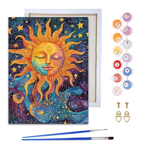 Reofrey Malen nach Zahlen Erwachsene mit Rahmen Sonne Mond - DIY Handbemaltes Ölgemälde Kits, Leinwand 20x30cm, mit Pinsel und Acrylfarbe - Malen nach Zahlen kinder für Anfänger & Senior Reofrey Malen nach Zahlen Erwachsene mit Rahmen Sonne Mond - DIY Handbemaltes Ölgemälde Kits, Leinwand 20x30cm, mit Pinsel und Acrylfarbe - Malen nach Zahlen kinder für Anfänger & Senior von Reofrey