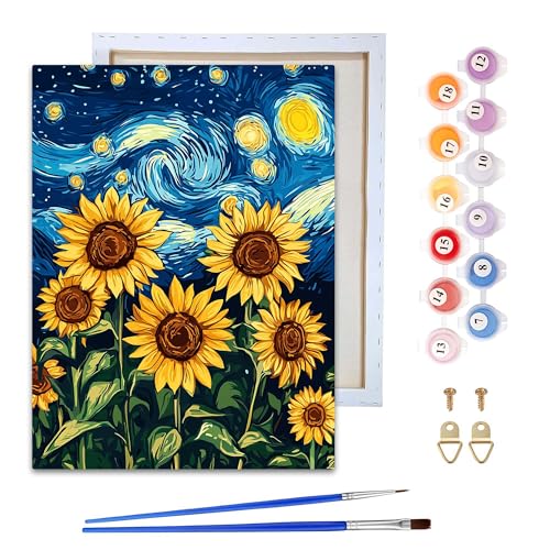 Reofrey Malen nach Zahlen Erwachsene mit Rahmen Sonnenblume- DIY Handbemaltes Ölgemälde KitsSternenhimmel, Leinwand 20x30cm, mit Pinsel und Acrylfarbe - Malen nach Zahlen kinder für Anfänger & Senior Reofrey Malen nach Zahlen Erwachsene mit Rahmen Sonnenblume- DIY Handbemaltes Ölgemälde KitsSternenhimmel, Leinwand 20x30cm, mit Pinsel und Acrylfarbe - Malen nach Zahlen kinder für Anfänger & Senior von Reofrey