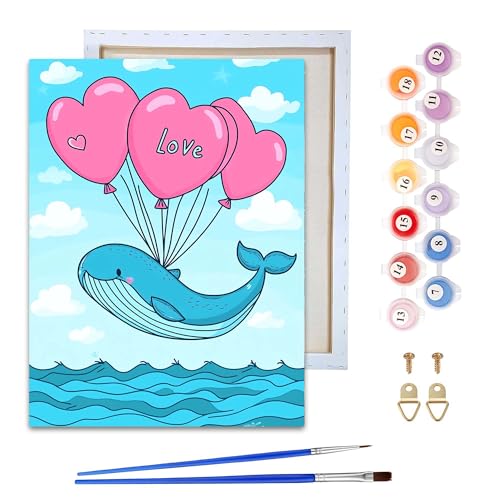 Reofrey Malen nach Zahlen Erwachsene mit Rahmen Valentinstag - DIY Handbemaltes Ölgemälde Kits Delphin, Leinwand 20x30cm, mit Pinsel und Acrylfarbe - Malen nach Zahlen kinder für Anfänger & Senior Reofrey Malen nach Zahlen Erwachsene mit Rahmen Valentinstag - DIY Handbemaltes Ölgemälde Kits Delphin, Leinwand 20x30cm, mit Pinsel und Acrylfarbe - Malen nach Zahlen kinder für Anfänger & Senior von Reofrey