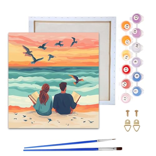 Reofrey Malen nach Zahlen Erwachsene mit Rahmen Valentinstag - DIY Handbemaltes Ölgemälde Kits Paar, Leinwand 20x20cm, mit Pinsel und Acrylfarbe - Malen nach Zahlen kinder für Anfänger & Senior Reofrey Malen nach Zahlen Erwachsene mit Rahmen Valentinstag - DIY Handbemaltes Ölgemälde Kits Paar, Leinwand 20x20cm, mit Pinsel und Acrylfarbe - Malen nach Zahlen kinder für Anfänger & Senior von Reofrey