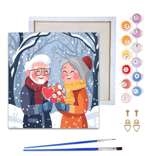 Reofrey Malen nach Zahlen Erwachsene mit Rahmen Valentinstag - DIY Handbemaltes Ölgemälde Kits Paar, Leinwand 20x20cm, mit Pinsel und Acrylfarbe - Malen nach Zahlen kinder für Anfänger & Senior Reofrey Malen nach Zahlen Erwachsene mit Rahmen Valentinstag - DIY Handbemaltes Ölgemälde Kits Paar, Leinwand 20x20cm, mit Pinsel und Acrylfarbe - Malen nach Zahlen kinder für Anfänger & Senior von Reofrey