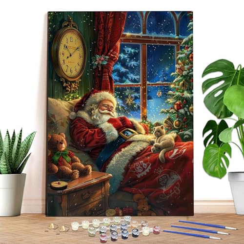 Reofrey Weihnachtsmann Malen nach Zahlen Erwachsene - DIY Handbemaltes Ölgemälde Kits, Leinwand 40x50cm, mit Pinsel und Acrylfarbe (Ohne Rahmen) - Malen nach Zahlen kinder für Anfänger & Senior von Reofrey