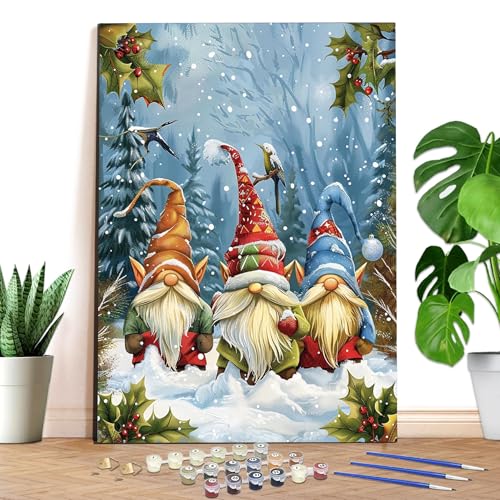 Reofrey Weihnachtstag Malen nach Zahlen Erwachsene - Zwerg DIY Handbemaltes Ölgemälde Kits, Leinwand 40x50cm, mit Pinsel und Acrylfarbe (Ohne Rahmen) - Malen nach Zahlen kinder für Anfänger & Senior von Reofrey