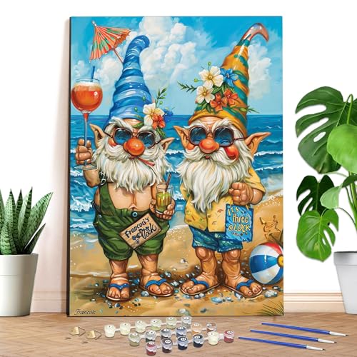 Reofrey Weihnachtstag Malen nach Zahlen Erwachsene - Zwerg DIY Handbemaltes Ölgemälde Kits, Leinwand 40x50cm, mit Pinsel und Acrylfarbe (Ohne Rahmen) - Malen nach Zahlen kinder für Anfänger & Senior von Reofrey