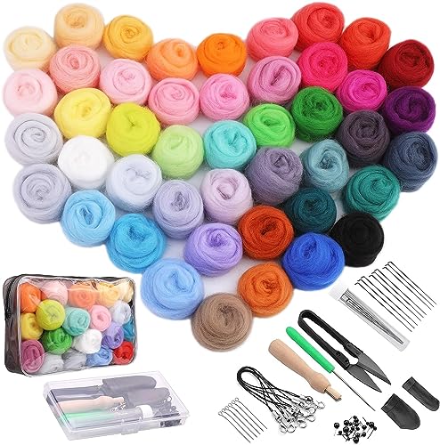 45 Farben Nadelfilz Set, Filz Starterset Filzwolle Nadelfilzen Set mit Filznadeln und Aufbewahrungstasche, Filzwolle Werkzeu für Filzwolle Trockenfilzen DIY Handwerk 45 Farben Nadelfilz Set, Filz Starterset Filzwolle Nadelfilzen Set mit Filznadeln und Aufbewahrungstasche, Filzwolle Werkzeu für Filzwolle Trockenfilzen DIY Handwerk von Reovin