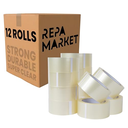 Repa Market 12 Rollen 48 mm x 132 m Transparentes Klebeband – Acryl Klebeband Durchsichtig – Superklares und Diskretes Polypropylen Verpackungsband - Packetbandrollen - Superklar Paketband von Repa Market
