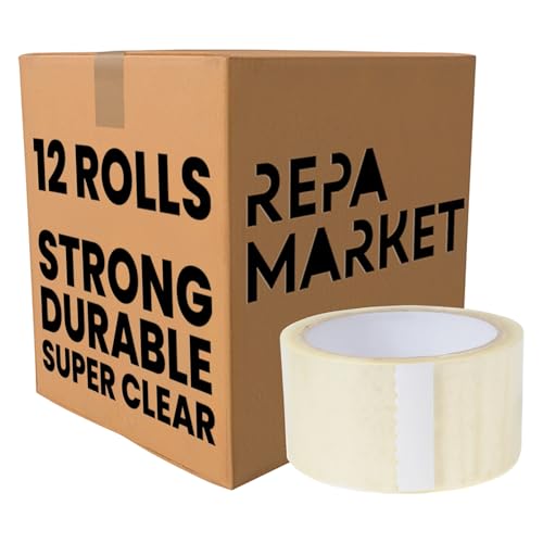 Repa Market 12 Rollen 48 mm x 54 m transparentes Verpackungsband – Acryl-Klebeband – superklares und diskretes Polypropylen-Verpackungsband von Repa Market