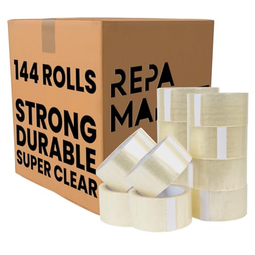 Repa Market 144 Rollen 48 mm x 54 m transparentes Verpackungsband – Acryl-Klebeband – superklares und diskretes Polypropylen-Verpackungsband von Repa Market