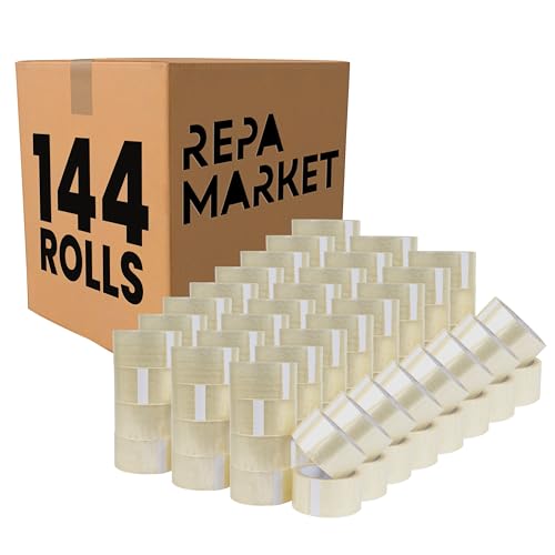 Repa Market 144 Rollen 48 mm x 54 m transparentes Verpackungsband – Acryl-Klebeband – superklares und diskretes Polypropylen-Verpackungsband von Repa Market