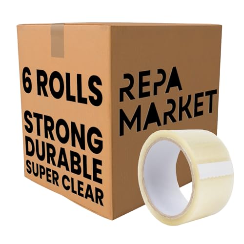Repa Market 6 Rollen 48 mm x 54 m transparentes Verpackungsband – Acryl-Klebeband – superklares und diskretes Polypropylen-Verpackungsband von Repa Market