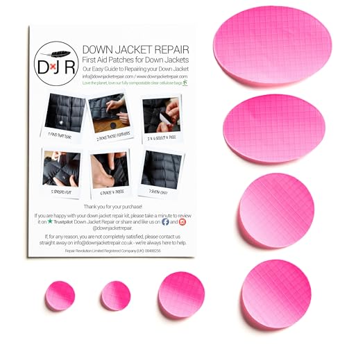 Daunenjacke „Erste Hilfe“ Reparaturset (selbstklebend) Pink von Repair Revolution