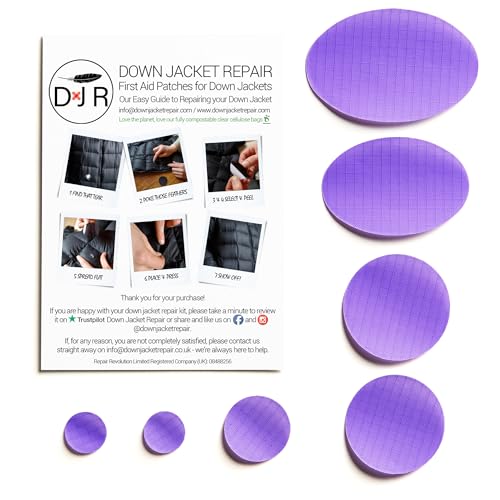 Daunenjacke „Erste Hilfe“ Reparaturset (selbstklebend) Violett von Repair Revolution