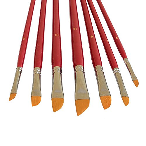 7 Künstlerpinsel Set Schrägpinsel schräg Pinsel repino® Schrägzieher Pinselset für Acrylfarbe Aquarellfarben von Repino