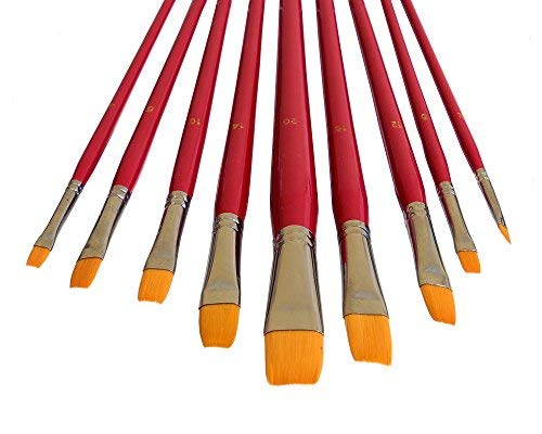 9 Künstlerpinsel Flachpinsel repino® Flach Pinsel Set für Acrylfarben und Aquarellfarben Acrylpinsel Aquarellpinsel Pinselset von Repino