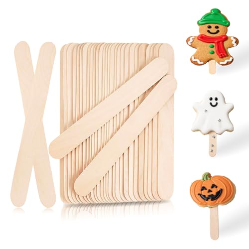 REROON [150 Stück] Holz-Bastelstäbchen-Set, 15,2 cm, Eis am Stiel, für DIY-Projekte, Haarwachs, Zungenspatel, Kinder, Kunst, Pflanzenetikett, Weihnachten, Halloween-Dekoration von Reroon