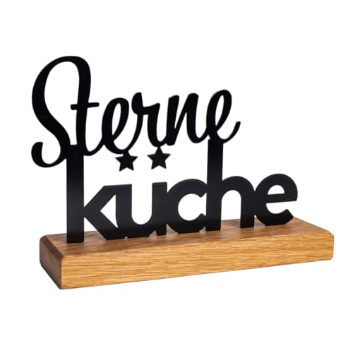 Rerum & Consilium Sterneküche Metall/Holzaufsteller | Moderne Industrial Deko für die Küche | 21 x 16 cm | Tischdeko/Küchendeko von Rerum & Consilium