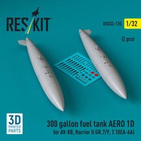 300 gallon fuel tank AERO 1D for AV-8B, Harrier II GR.7/9, T.10 (2 pcs) (3D Printed) von ResKit Models