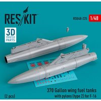 370 Gallon wing fuel tanks with pylons (type 2) for F-16 (A/B/C/D/E/F/I) (2 pcs) (3D Printed) von ResKit Models