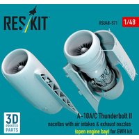 A-10A/C Thunderbolt II nacelles with air intakes & exhaust nozzles (open engine bay) for GWH kit (3D Printed) von ResKit Models