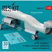 A-7D Corsair II air intakes, wheel bays, landing gears, wheels for Hasegawa kit (3D Printed) von ResKit Models