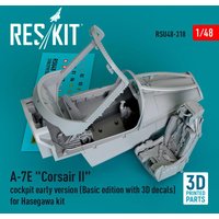 A-7E Corsair II cockpit early version (Basic edition with 3D decals) for Hasegawa kit (3D Printed) von ResKit Models